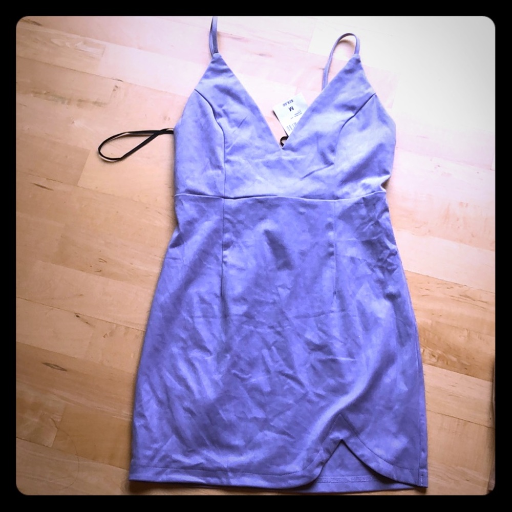New purple short dress medium stretch leather soft